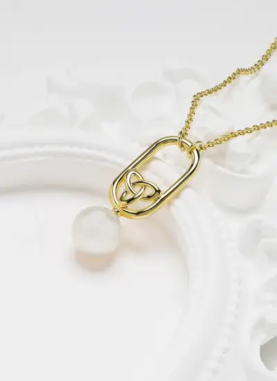 14K Gold Vermeil Celtic Pearl Necklace